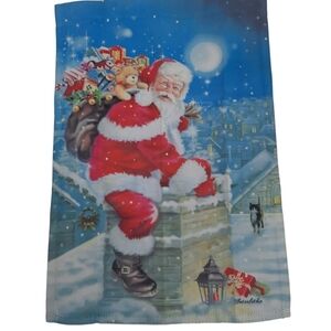Santa in Chimney Garden Flag‎ Small
